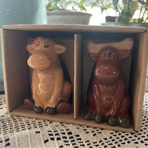 Cute Ceramic Moose Salt & Pepper Shakers